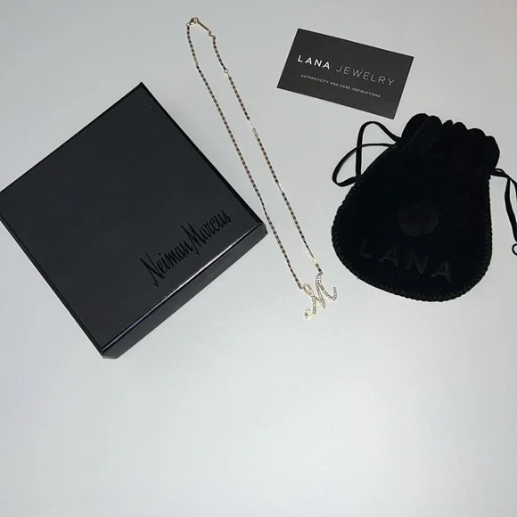 💎NWT LANA MALIBU INITIAL NECKLACE “M” 14 K GOLD & DIAMOND - Picture 13 of 17